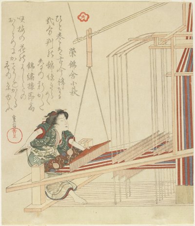 Woman Weaving, early 19th century by Yanagawa Shigenobu